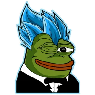 😁 54b95a20 Pepe the Frog пепе, лягушка, мем, смокинг, голубые волосы, подмигивание whatsapp sticker