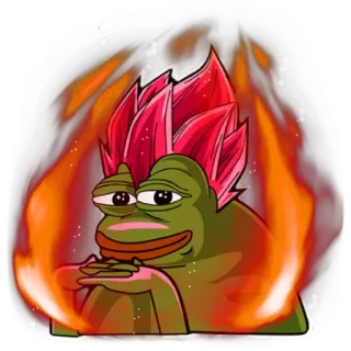 😁 72d9424b Pepe the Frog пепе, лягушка, мем, интернет, огонь, рыжие волосы whatsapp sticker