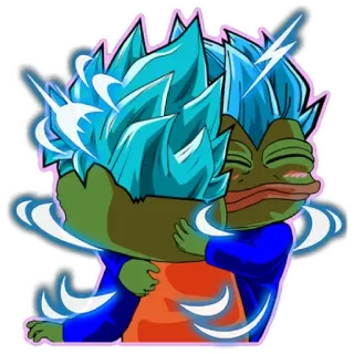 😁 b49a9d4d Pepe the Frog Dragon Ball пепе, лягушка, dragon ball, гоку, аниме, объятие whatsapp sticker