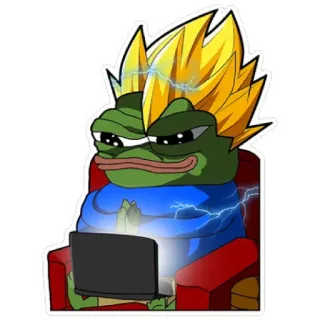 😁 ec198769 Pepe the Frog пепе, лягушка, аниме, супер саян, мем whatsapp sticker