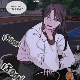 😁 78c91394 WHAT ARE YOU DOING? Motorrad, Frau, Anime, Cartoon telegram sticker