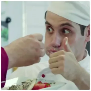 😁 06450f14 koki, makanan, jempol, makan whatsapp sticker