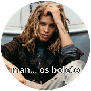 😁 011b3623 man... os boleto Mann, Rechnungen, Dreadlocks, gelangweilt, Finanzen, Zahlungen telegram sticker