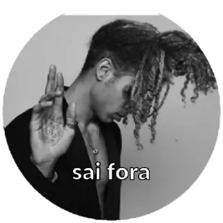 😁 15aaa0fe sai fora person, dreadlocks, schwarzweiß, handbewegung, hau ab telegram sticker