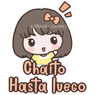 😁 055ebc65 Chaito
Hasta Luego dibujos animados, chica, adiós, despedida, español, lindo telegram sticker