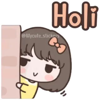 😁 2db6f62d Holi holi, celebración, festival, dibujos animados, chica telegram sticker