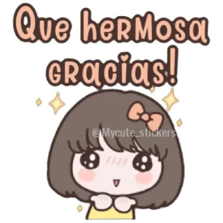 😁 946a3306 Que hermosa gracias! mono, adorable, chica, kawaii, gracias, hermosa telegram sticker