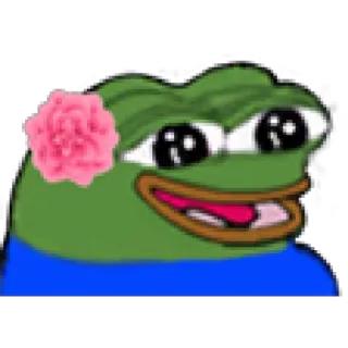 😁 31db32c4 Pepe the Frog Pepe, frog, meme, happy, flower, cute, cartoon telegram sticker