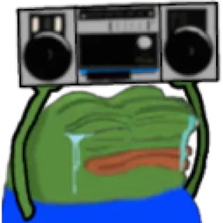 😁 930ccdcb Pepe the Frog meme, pepe, frog, sad, boombox telegram sticker
