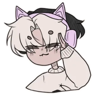 ⚪️ 844e2c8e Anime, Orelhas de gato, Fones de ouvido, Kawaii, Desenho animado, Adesivo telegram sticker