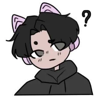 ⚪️ efc27a31 menino anime, personagem de desenho animado, pergunta, adesivo, fofo, moletom com capuz, kawaii telegram sticker
