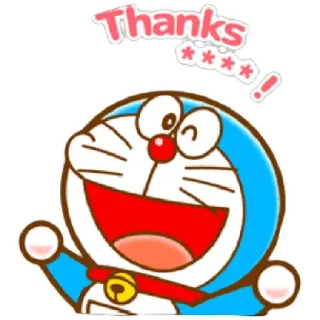 😁 7a00d0d5 Doraemon Thanks doraemon, anime, cartoon, thanks, gratitude, bell, cute whatsapp sticker