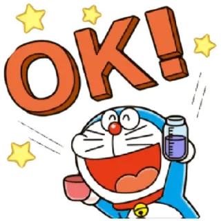 😁 8ca4bd23 Doraemon OK! doraemon, ok, cartoon, cat, anime whatsapp sticker
