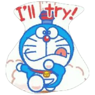 😁 afdea1e8 Doraemon I'll try! Doraemon, cartoon, anime, cat, robot, try, motivation whatsapp sticker