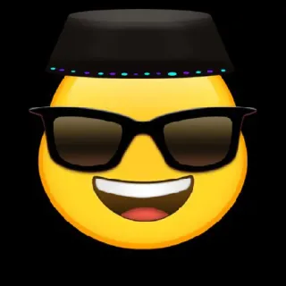 🤔 253f7253 이모티콘, 멋진, 선글라스, 얼굴, 행복한, 모자 telegram sticker