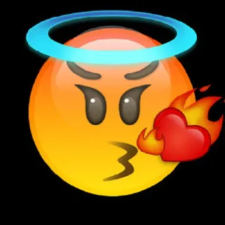 🤔 2c816b34 이모지, 화남, 헤일로, 하트, 불, 표정 telegram sticker