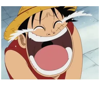 😂 626c449c Monkey D. Luffy One Piece อนิเมะ, วันพีซ, ลูฟี่, ร้องไห้, อารมณ์, หมวกฟาง whatsapp sticker