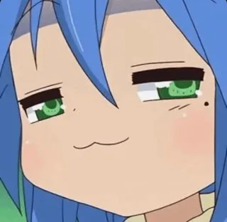 😂 7db14e6b อนิเมะ, มังงะ, หน้า, ยิ้มเยาะ, สีหน้า, ผมสีฟ้า, น่ารัก, คาวาอี้ whatsapp sticker