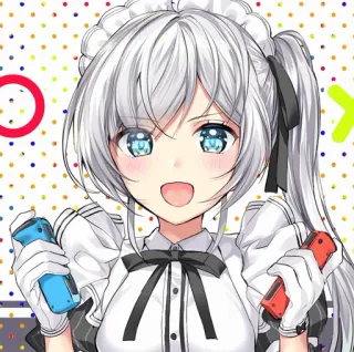 😂 d8baa08f อนิเมะ, เมด, น่ารัก, ผู้หญิง, เกมมิ่ง, Joy-Cons whatsapp sticker