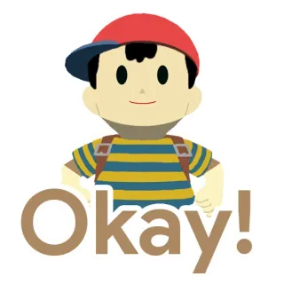 😉 f7890899 Ness Earthbound Okay! เนส, เอิร์ธบาวด์, นินเทนโด, วิดีโอเกม, โอเค telegram sticker