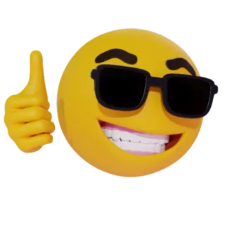 😎 1281c98f Ok, Great! Emoji, Cool, Zonnebril, Duim omhoog, Oké, Geweldig telegram sticker