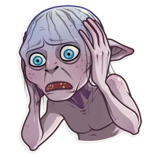 😨 4e01d054 Gollum Lord of the Rings gollum, the lord of the rings, fantasi, takut, khawatir telegram sticker