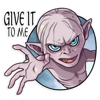 😈 68ffb4ec Gollum The Lord of the Rings GIVE IT TO ME Fantasi, Makhluk, Cincin, Smeagol, Lapar telegram sticker