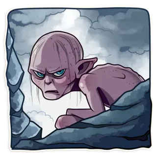 😠 ef73bc55 Gollum The Lord of the Rings gollum, lord of the rings, fantasi, makhluk, the precious telegram sticker