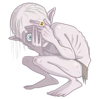 👀 fff2e731 Gollum Lord of the Rings makhluk, cincin, fantasi, monster, Gollum, Smeagol telegram sticker
