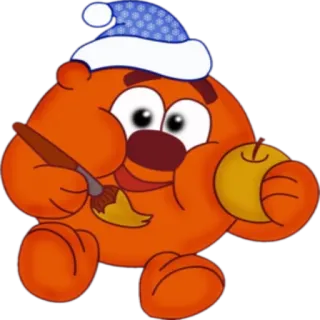 🎨 37871be6 kreskówka, postać, sztuka, obraz, jabłko telegram sticker