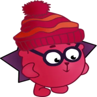 😌 ca06e043 Kreskówka, Postać, Okulary, Kapelusz, Czerwony, Słodki telegram sticker