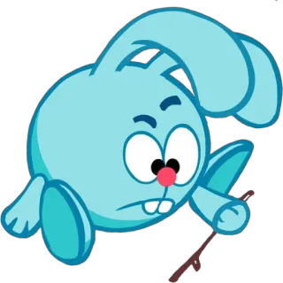 😒 4b0e7558 kartun, kelinci, karakter, biru, hewan, tongkat telegram sticker