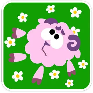 🤩 0d4d6b25 owca, zwierzę, słodki, kreskówka, kwiat, farma, wiosna, ilustracja telegram sticker