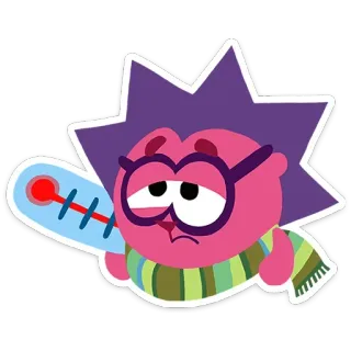 🤩 214e1d5f chory, kreskówka, termometr, choroba, smutny, postać, animacja telegram sticker