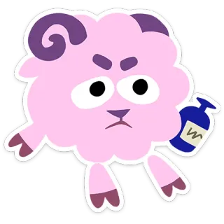 😤 724ff287 cartoon, sheep, angry, bottle, pink, purple, animal, character telegram sticker
