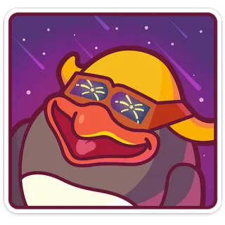 🤩 21474617 anatra, fuochi d'artificio, occhiali da sole, cappello, cartone animato whatsapp sticker