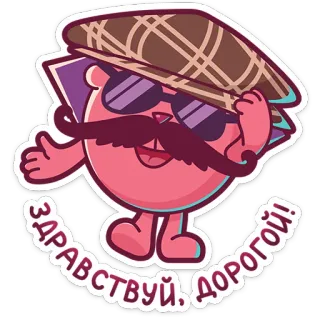 👋 59b03ca4 ЗДРАВСТВУЙ, ДОРОГОЙ! Cartone animato, Saluto, Amichevole, Cappello, Occhiali da sole, Animato whatsapp sticker