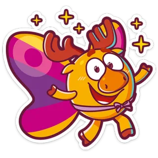 ❤️ e2046a41 Kopatych Smeshariki personaggio dei cartoni animati, carino, animale, Kopatych, Smeshariki, farfalla, giallo whatsapp sticker