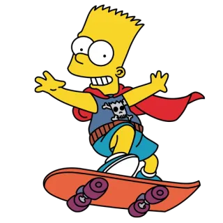 😊 2aa72f00 Bart Simpson The Simpsons cartone animato, skateboard, Bart Simpson, I Simpson, supereroe, teschio telegram sticker