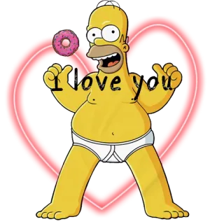 😊 4cde69cc Homer Simpson The Simpsons I Love You Homer Simpson, ciambella, I Simpson, amore, cartone animato telegram sticker