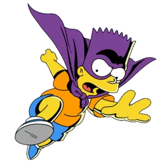 😊 72e89279 Bart Simpson cartone animato, supereroe, simpson, mantello, volare telegram sticker