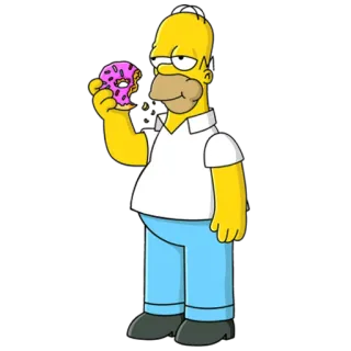 😊 cc965daf Homer Simpson The Simpsons Homer Simpson, donut, cartone animato, animato, giallo, mangiare telegram sticker