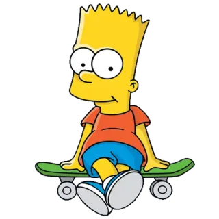 😊 d9e280be Bart Simpson The Simpsons Bart Simpson, I Simpson, Personaggio dei cartoni animati, Skateboard, Giallo, Cartone animato telegram sticker
