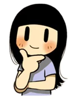 😕 1215293d 卡通, 插画, 思考, 可爱, 女孩, 角色, 脸红, 动漫 telegram sticker