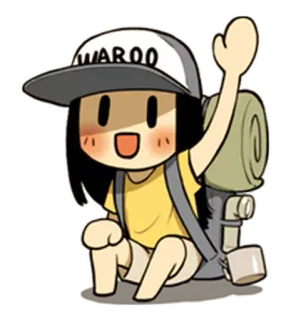 🙋 2b166859 WAROO 卡通, 登山者, 旅行者, 背包, 冒险, 可爱 telegram sticker