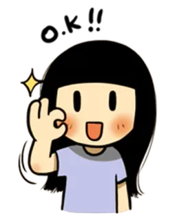 👌 2d20fa3e 卡通, 女孩, 好的, 行, 可爱, 贴纸 telegram sticker