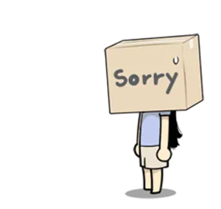 🙇 30e9fca8 Sorry 对不起, 道歉, 卡通, 角色, 盒子, 插图 telegram sticker