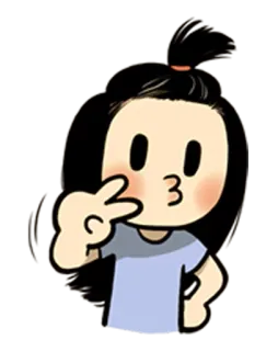 😗 5f781147 卡通, 女孩, 和平标志, 可爱, Q版 telegram sticker