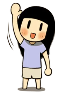 🙋 7b8cfd88 卡通, 女孩, 挥手, 问候, 快乐的 telegram sticker