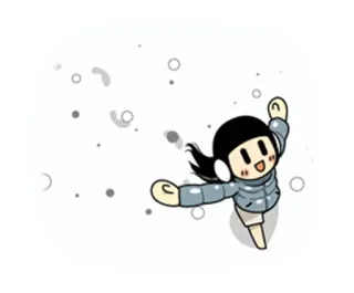 ❄ bf3c7f7c 卡通, 冬天, 雪, 可爱, 女孩, 快乐, 卡哇伊 telegram sticker